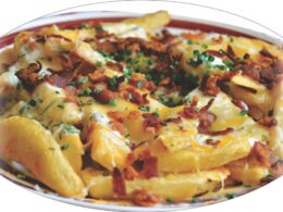 Patatas con carne queso grantinado