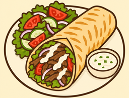 Durum  Con ensalada — Restaurante Golden Curry y Kebab, Córdoba