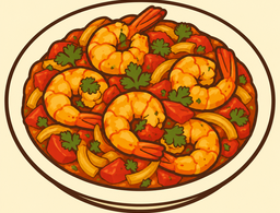 Langostinos Bhuna/King Prawn Bhuna — Restaurante Golden Curry y Kebab, Córdoba