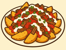 Patatas Deluxe Con Carne Y Salsa — Restaurante Golden Curry y Kebab, Córdoba