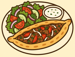 Pizza Turca con ensalada — Restaurante Golden Curry y Kebab, Córdoba