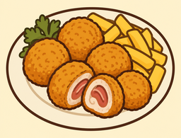 Dibujo: Bolitas de flamenquín con patatas