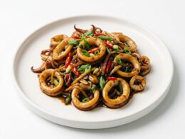 Calamares estilo chino en fuente quemada — Chinatown 2 Ciudad Jardín