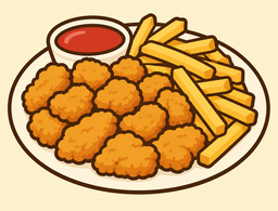 Ración de Palomitas de Pollo con Patatas