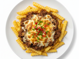 Patatas Fritas Con Carne Gratinada